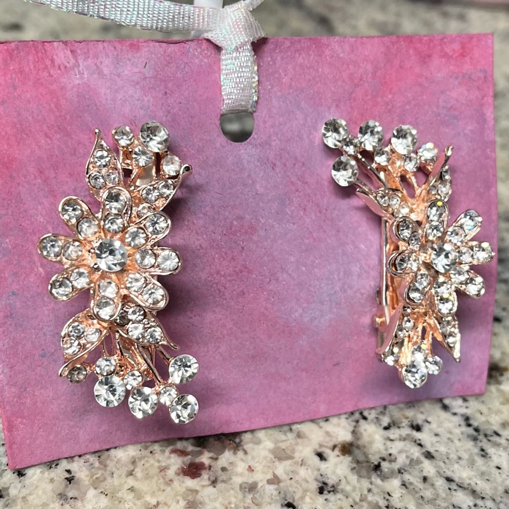 Hair Clips in Rose Gold and Rhinestones! New!